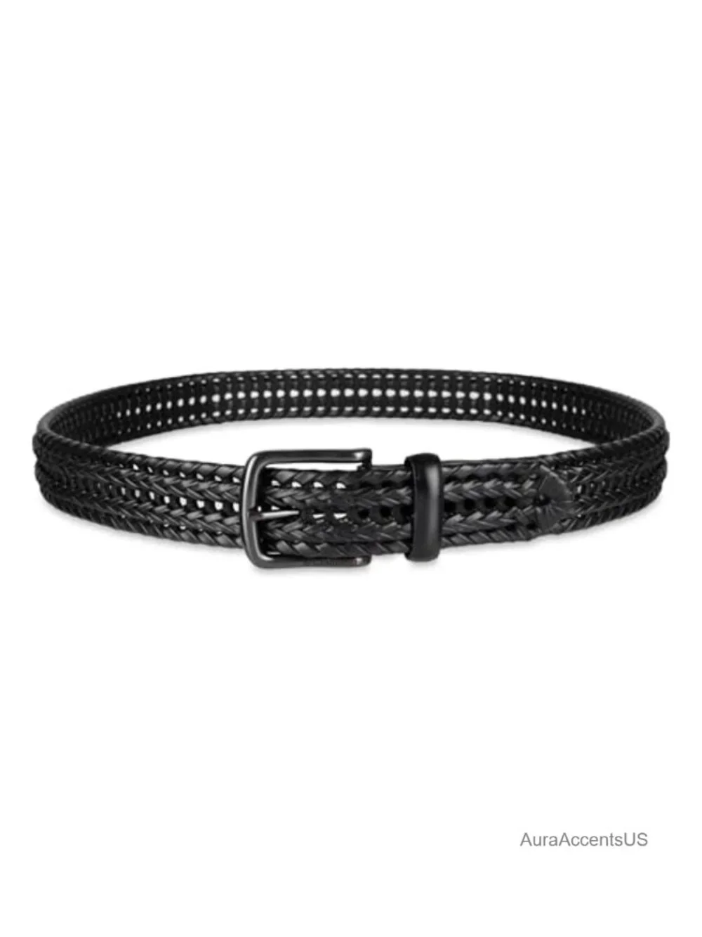 Men's Braided Belt Fully Adjustable Lace Design Leather Polyester
